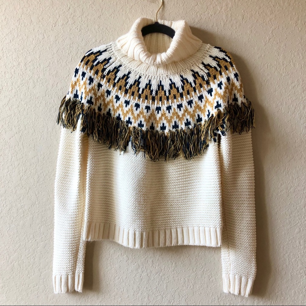 Bershka Turtle Neck Fringe Sweater